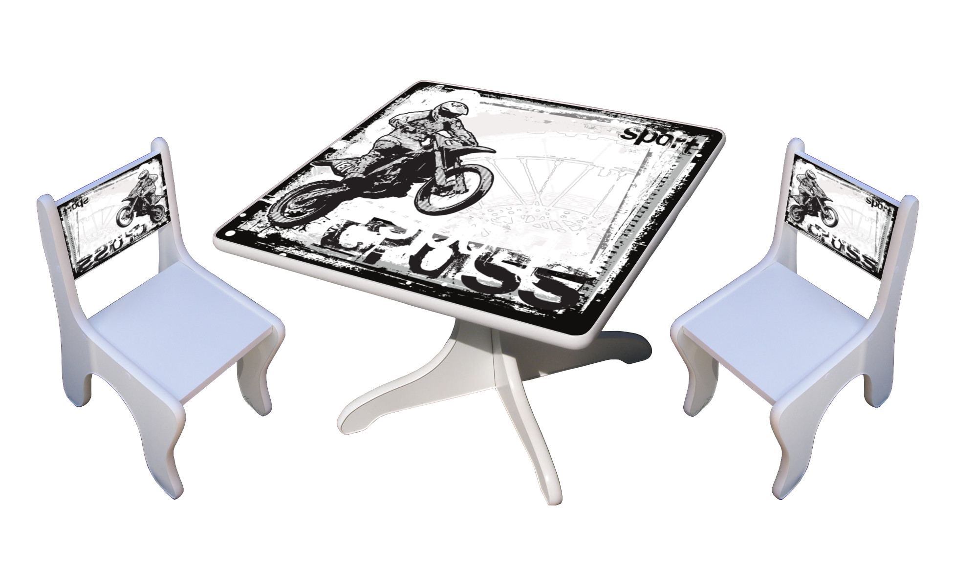 Becks stolík + 2x stolička Motocross